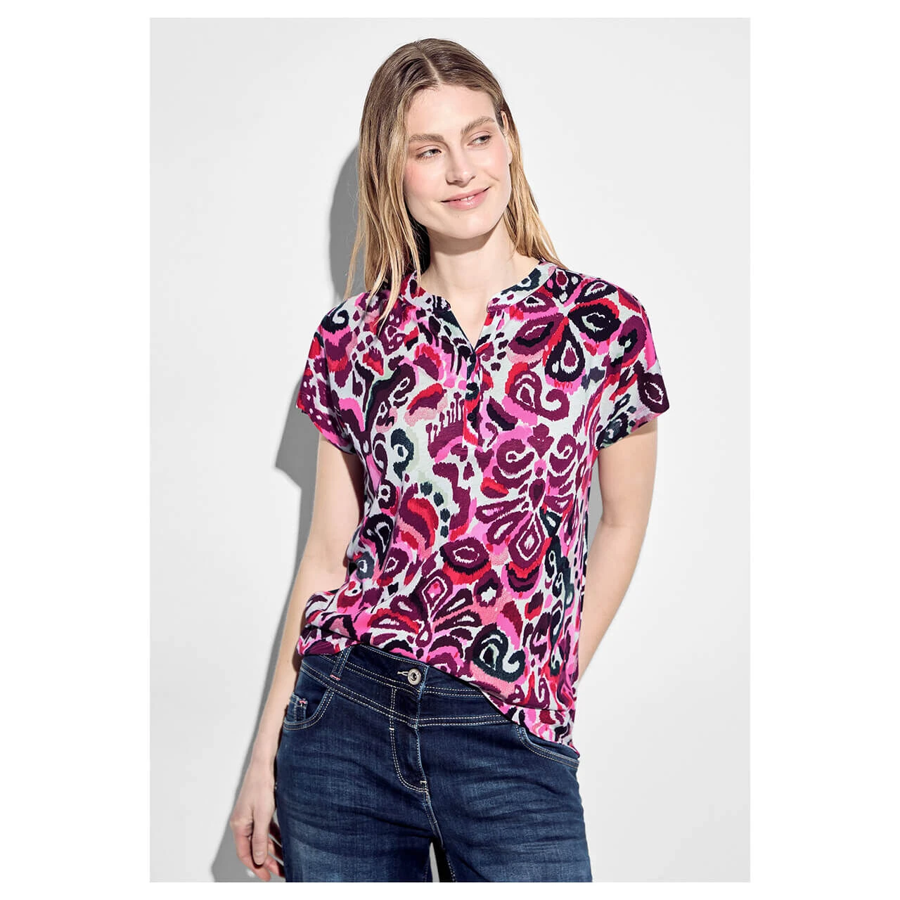 Cecil Damen T-Shirt Bloomy Pink Printed 3 Cecil Damen T-Shirt Bloomy Pink Printed – Bild 3