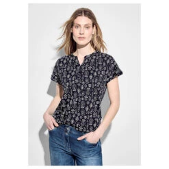 Cecil Damen T-Shirt Black Ornament 7 Cecil Damen T-Shirt Black Ornament -Modezauber Günstiges Geschäft cecil print tunic tunikashirt schwarz 30001 model vorne