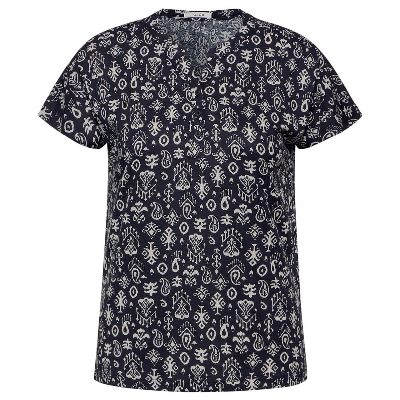 Cecil Damen T-Shirt Black Ornament 1 Cecil Damen T-Shirt Black Ornament