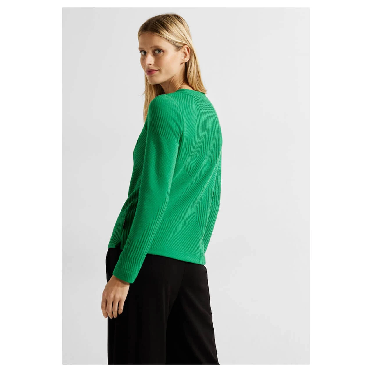 Cecil Damen Sweatshirt Cropped Structure Easy Green 3 Cecil Damen Sweatshirt Cropped Structure Easy Green – Bild 3