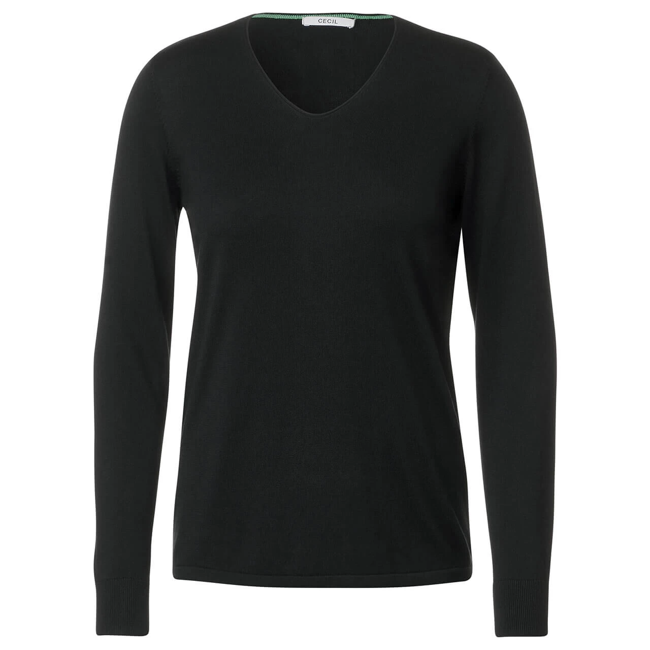 Cecil Damen Pullover Rounded V-Neck Black 1 Cecil Damen Pullover Rounded V-Neck Black