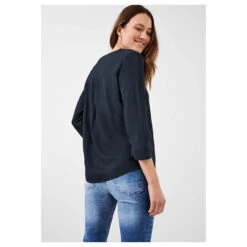 Cecil Solid Damen 3/4 Arm Bluse Deep Blue -Modezauber Günstiges Geschäft cecil solid blouse bluse blau 10128 hinten