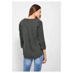 Cecil Solid Damen 3/4 Arm Bluse Easy Khaki -Modezauber Günstiges Geschäft cecil solid blouse bluse gruen 14684 hinten