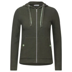 Cecil Damen Hoodie Shirtjacke Solid Cool Khaki