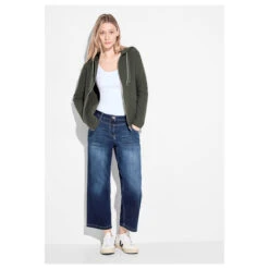 Cecil Damen Hoodie Shirtjacke Solid Cool Khaki 8 Cecil Damen Hoodie Shirtjacke Solid Cool Khaki -Modezauber Günstiges Geschäft cecil solid jacket sweatjacke gruen 15747 model