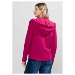 Cecil Damen Hoodie Shirtjacke Solid Pink Sorbet -Modezauber Günstiges Geschäft cecil solid jacket sweatjacke rosa 15597 model hinten