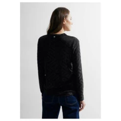 Cecil Damen Langarm Shirt Solid Jacquard Tunic Black 7 Cecil Damen Langarm Shirt Solid Jacquard Tunic Black -Modezauber Günstiges Geschäft cecil solid jacquard tunic langarmshirt schwarz 10001 model hinten