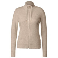 Cecil Damen Strickjacke Cosy Structured Zip Cardigan Hazelnut Melange