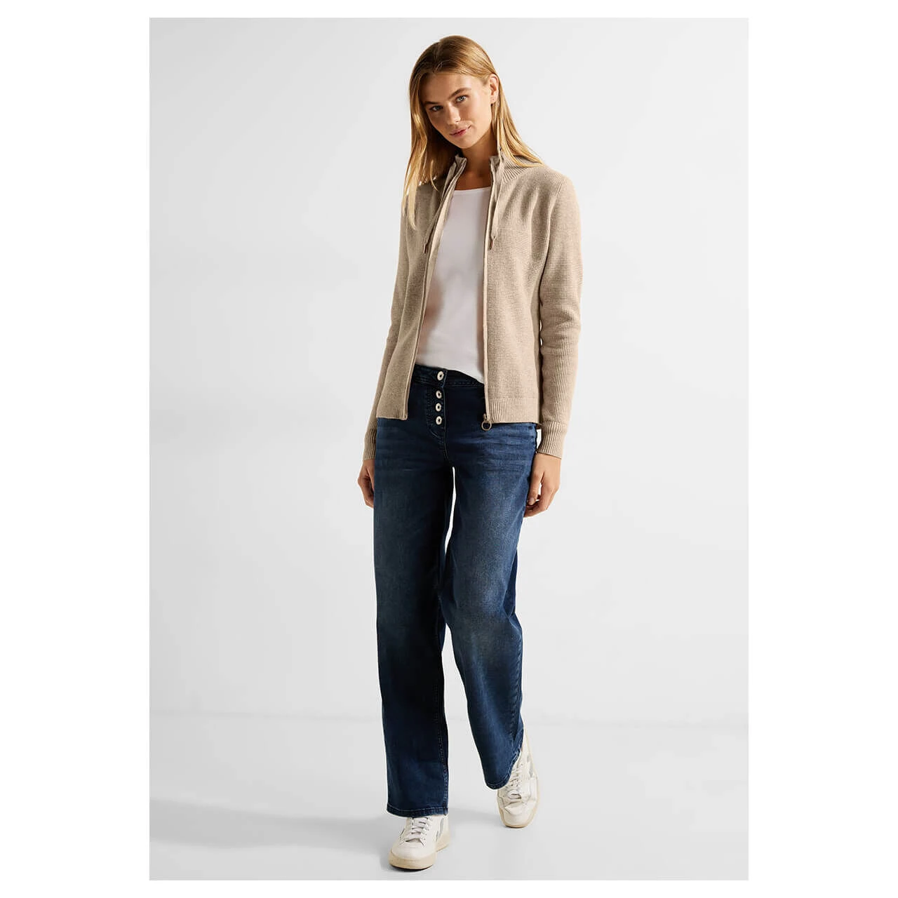 Cecil Damen Strickjacke Cosy Structured Zip Cardigan Hazelnut Melange 4 Cecil Damen Strickjacke Cosy Structured Zip Cardigan Hazelnut Melange – Bild 4