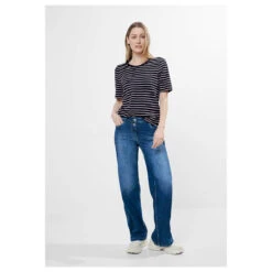 Cecil Damen T-Shirt Stripe Basic Roundneck Tender Rose -Modezauber Günstiges Geschäft cecil stripe basic roundneck blau 25602 model