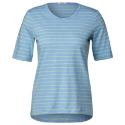 Cecil Damen T-Shirt Stripe Basic Roundneck Soft Light Blue