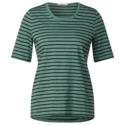 Cecil Damen T-Shirt Stripe Basic Roundneck Raw Salvia Green