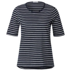 Cecil Damen T-Shirt Stripe Basic Roundneck Universal Blue