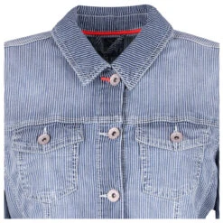 Cecil Jeansjacke Mid Blue Used Stripes -Modezauber Günstiges Geschäft cecil stripe denim jacket jeansjacke blau 20235 detail