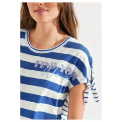 Cecil Stripe Mix T-Shirt Blue Sea -Modezauber Günstiges Geschäft cecil stripe mix shirt blau 34922 detail vorne