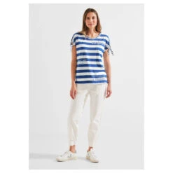 Cecil Stripe Mix T-Shirt Blue Sea -Modezauber Günstiges Geschäft cecil stripe mix shirt blau 34922 vorne