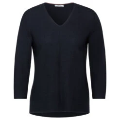 Cecil Damen 3/4 Arm Pullover Structured V-Neck Universal Blue