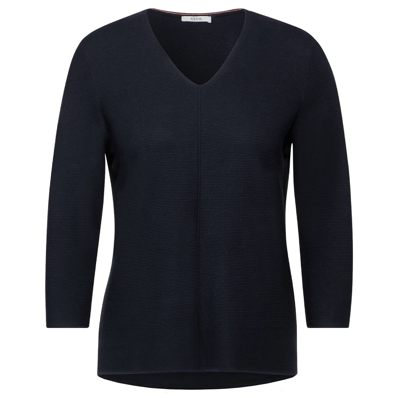 Cecil Damen 3/4 Arm Pullover Structured V-Neck Universal Blue 1 Cecil Damen 3/4 Arm Pullover Structured V-Neck Universal Blue