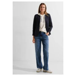 Cecil Damen Sweat Blazer Night Sky Blue 10 Cecil Damen Sweat Blazer Night Sky Blue -Modezauber Günstiges Geschäft cecil sweat blazer with gathering detail blau 14077 front