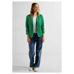 Cecil Damen Sweat Blazer Easy Green -Modezauber Günstiges Geschäft cecil sweat blazer with gathering detail gruen 15069 ansicht model