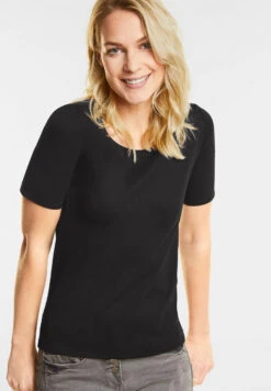 Cecil Lena T-Shirt Black -Modezauber Günstiges Geschäft cecil tshirt lena black 10001 vorne