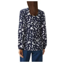 Comma Damen Langarm Bluse Dark Blue Print 6 Comma Damen Langarm Bluse Dark Blue Print -Modezauber Günstiges Geschäft comma bluse blau 59a0 model hinten