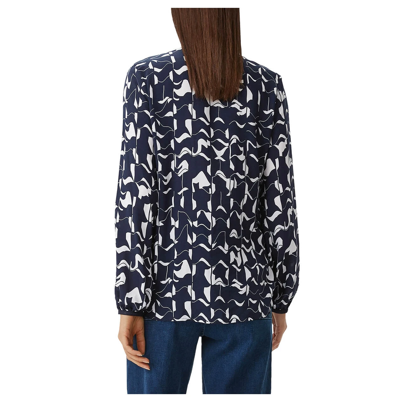 Comma Damen Langarm Bluse Dark Blue Print 3 Comma Damen Langarm Bluse Dark Blue Print – Bild 3