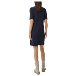 Comma Damen Kurzarm Kleid Blue 6 Comma Damen Kurzarm Kleid Blue -Modezauber Günstiges Geschäft comma kleid blau 5996 model hinten