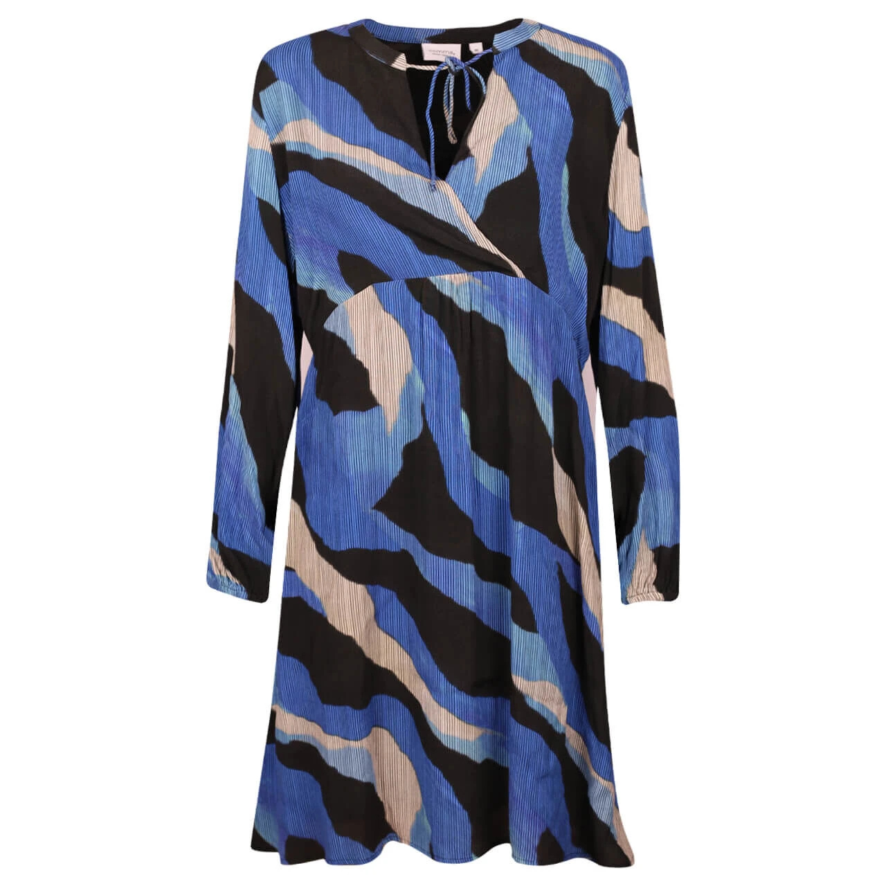 Comma Damen Langarm Kleid Blue Black Printed 1 Comma Damen Langarm Kleid Blue Black Printed