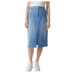 Comma Damen Jeansrock Light Blue -Modezauber Günstiges Geschäft comma rock blau 53z3 model vorne