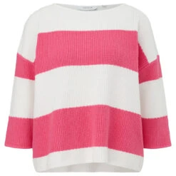 Comma Damen 3/4 Arm Pullover Raspberry Pink Stripes