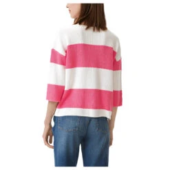 Comma Damen 3/4 Arm Pullover Raspberry Pink Stripes -Modezauber Günstiges Geschäft comma strickpullover rosa 44x0 model hinten