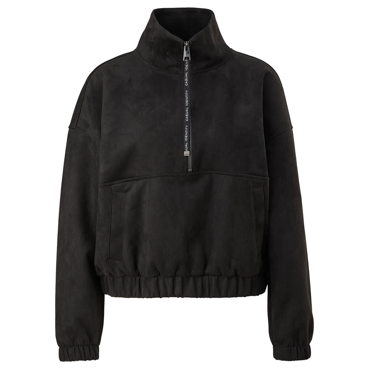 Comma Damen Sweatshirt Velvet Black Mat 1 Comma Damen Sweatshirt Velvet Black Mat