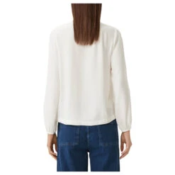 Comma Damen Langarm Bluse Off White Creme 6 Comma Damen Langarm Bluse Off White Creme -Modezauber Günstiges Geschäft comma t shirt weiss 0120 model hinten