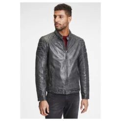 Gipsy (by Mauritius) Herren Lederjacke Donnie Anthracite -Modezauber Günstiges Geschäft gipsy donnie jacke anthracite ansicht model