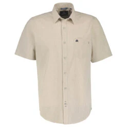 Lerros Herren 1/2 Arm Hemd Light Dune Beige With Linen