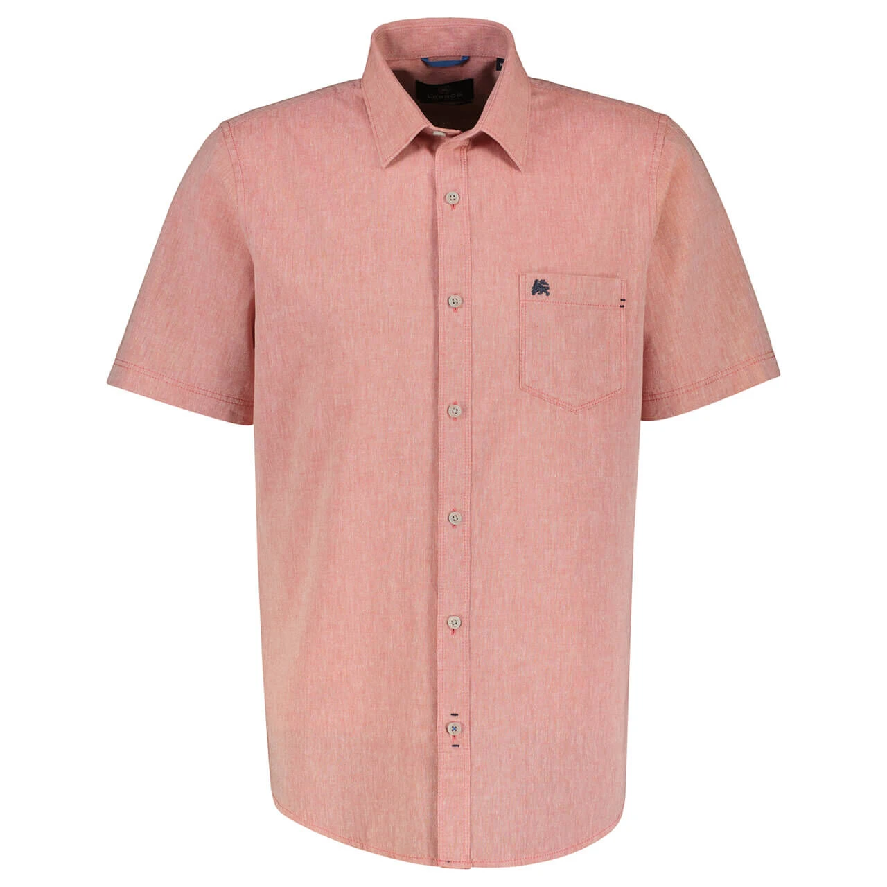 Lerros Herren 1/2 Arm Hemd Deep Coral Red With Linen 1 Lerros Herren 1/2 Arm Hemd Deep Coral Red With Linen