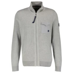 Lerros Herren Troyer Strickjacke Grey Melange