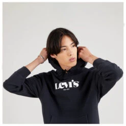 Levis Levi's® Herren Logo Hoodie Sweatshirt Mineral Black -Modezauber Günstiges Geschäft levis pullover schwarz ansicht detailoegzwwbaq8qw0