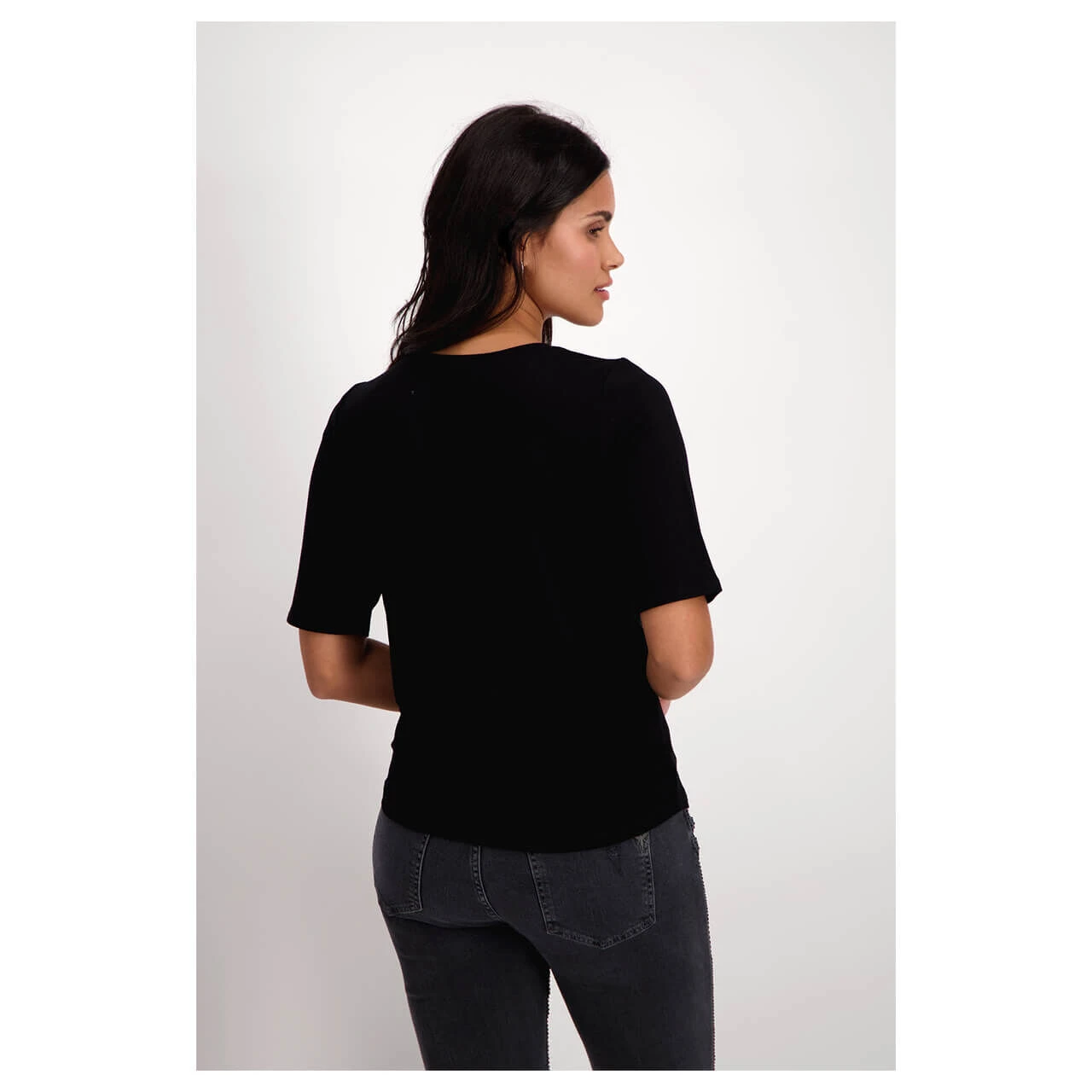 Monari Damen T-Shirt Black Glitter Blue Print 4 Monari Damen T-Shirt Black Glitter Blue Print – Bild 4