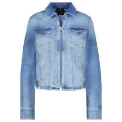 Monari Damen Jeansjacke Bleached Blue Fringe