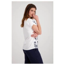 Monari Damen T-Shirt White Black Flowers 8 Monari Damen T-Shirt White Black Flowers -Modezauber Günstiges Geschäft monari portofino t shirt muster weiC39F 100 ansicht model seitlich