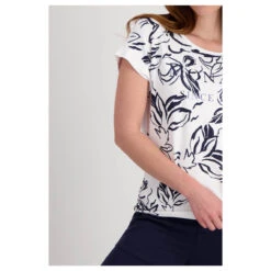 Monari Damen T-Shirt White Black Flowers 11 Monari Damen T-Shirt White Black Flowers -Modezauber Günstiges Geschäft monari portofino t shirt muster weiC39F 100 detail model vorn