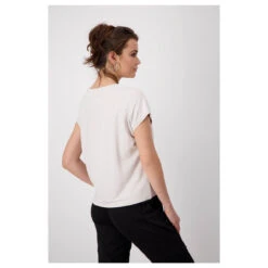 Monari Damen T-Shirt Marble Glitter Print -Modezauber Günstiges Geschäft monari t shirt beige 115 model hinten