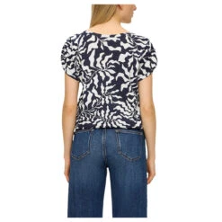 S.Oliver Damen T-Shirt Navy Print -Modezauber Günstiges Geschäft s oliver bluse blau 59a1 model hinten