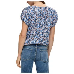 S.Oliver Damen T-Shirt Navy Flower Print 6 S.Oliver Damen T-Shirt Navy Flower Print -Modezauber Günstiges Geschäft s oliver bluse blau 59a4 model hinten