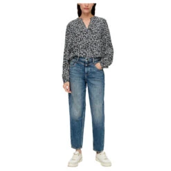 S.Oliver Damen Langarm Bluse Navy Blue Print 7 S.Oliver Damen Langarm Bluse Navy Blue Print -Modezauber Günstiges Geschäft s oliver bluse blau weiss muster 59A6 ansicht model vorn