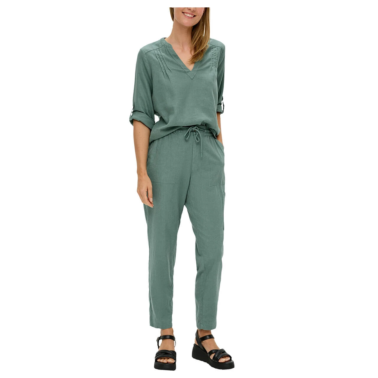 S.Oliver Damen 3/4 Arm Bluse Ocean Green 4 S.Oliver Damen 3/4 Arm Bluse Ocean Green – Bild 4