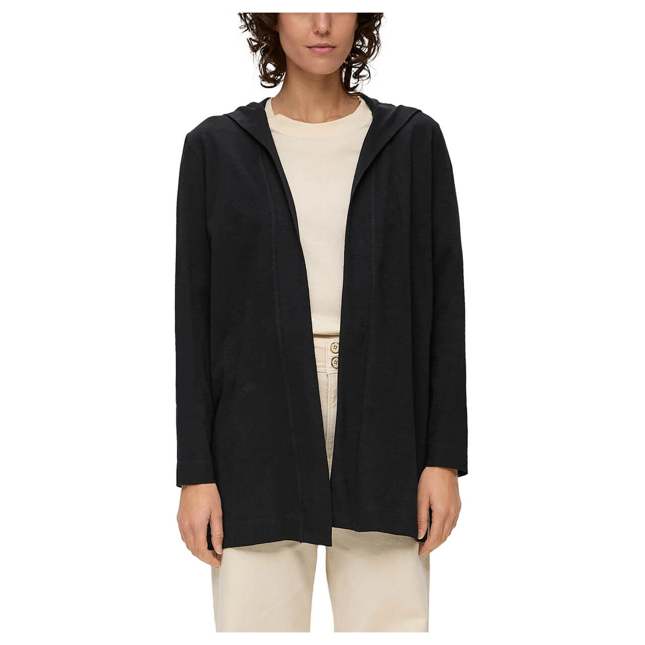 S.Oliver Damen Hoodie Shirtjacke Black Melange 2 S.Oliver Damen Hoodie Shirtjacke Black Melange – Bild 2