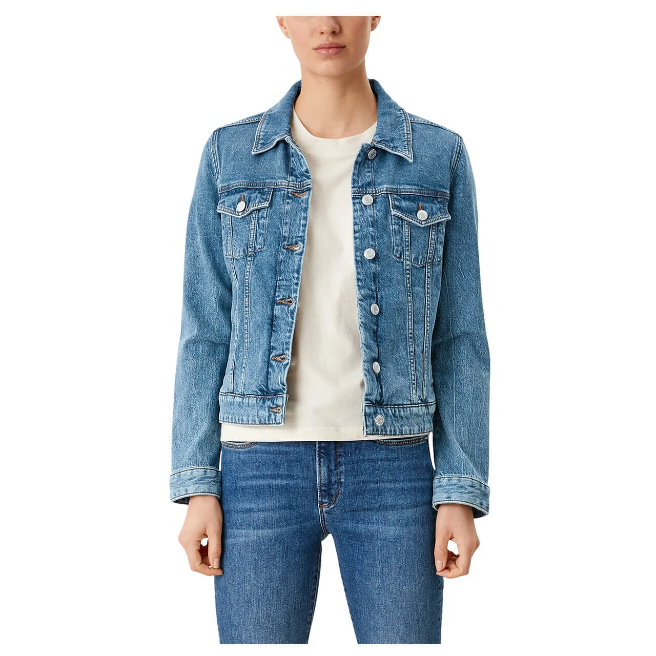 S.Oliver Damen Jeansjacke Middle Blue Denim Stretch 2 S.Oliver Damen Jeansjacke Middle Blue Denim Stretch – Bild 2